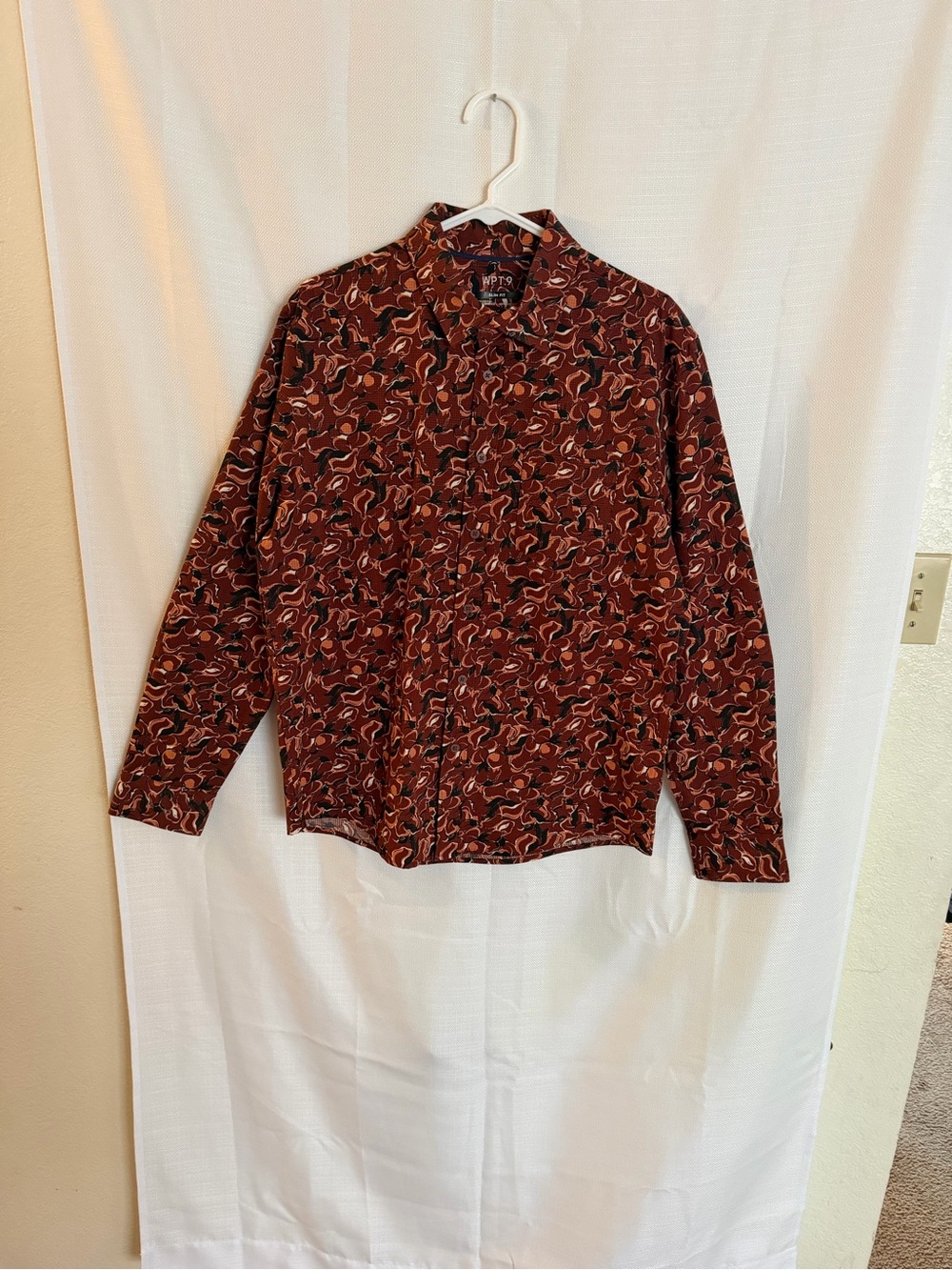 Apt. 9 Burgundy Multi-Pattern Long Sleeve Button-Down Shirt